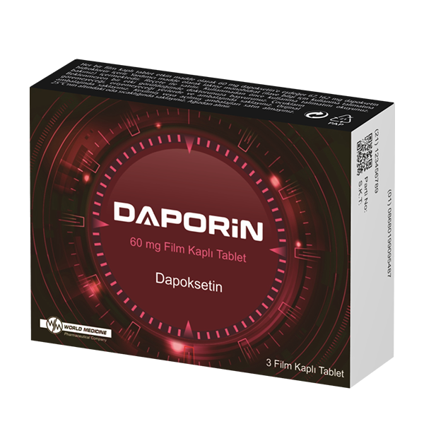 Daporin 60 mg 30 tablet ilaç kutusunun ön yüzden görünümü