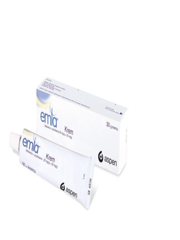 Emla Krem %5 30 gr lokal anestezik krem tüpü ve ürün kutusu