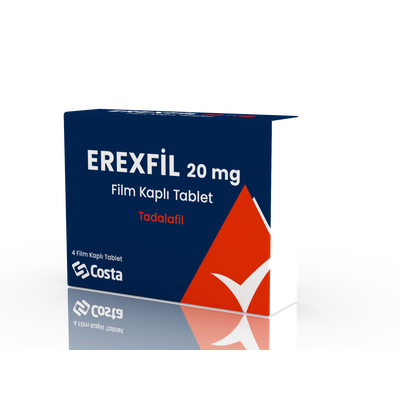 Erexfil 20 mg 4 film kaplı tablet ilaç kutusu ön yüzü