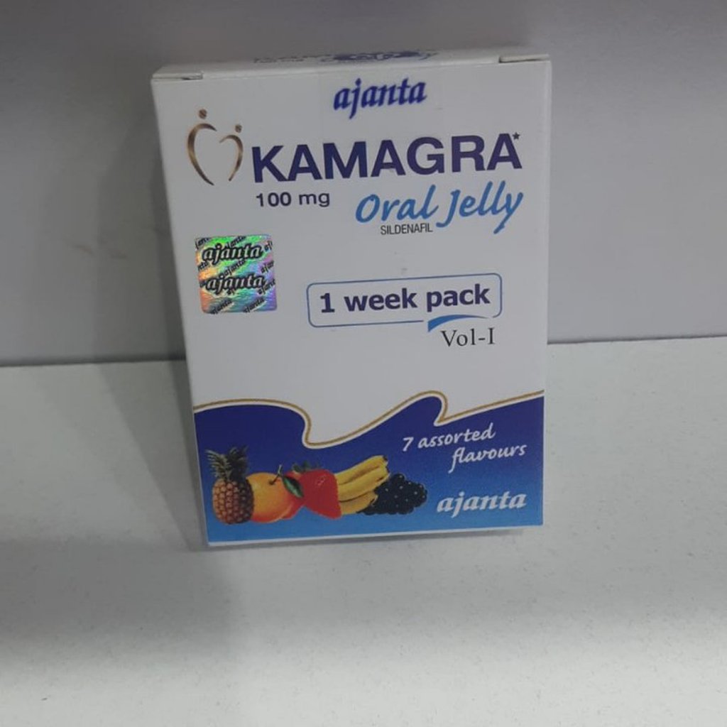 Kamagra 100 mg oral jel 7 adetlik ürün kutusu ve yanında jel saşeleri