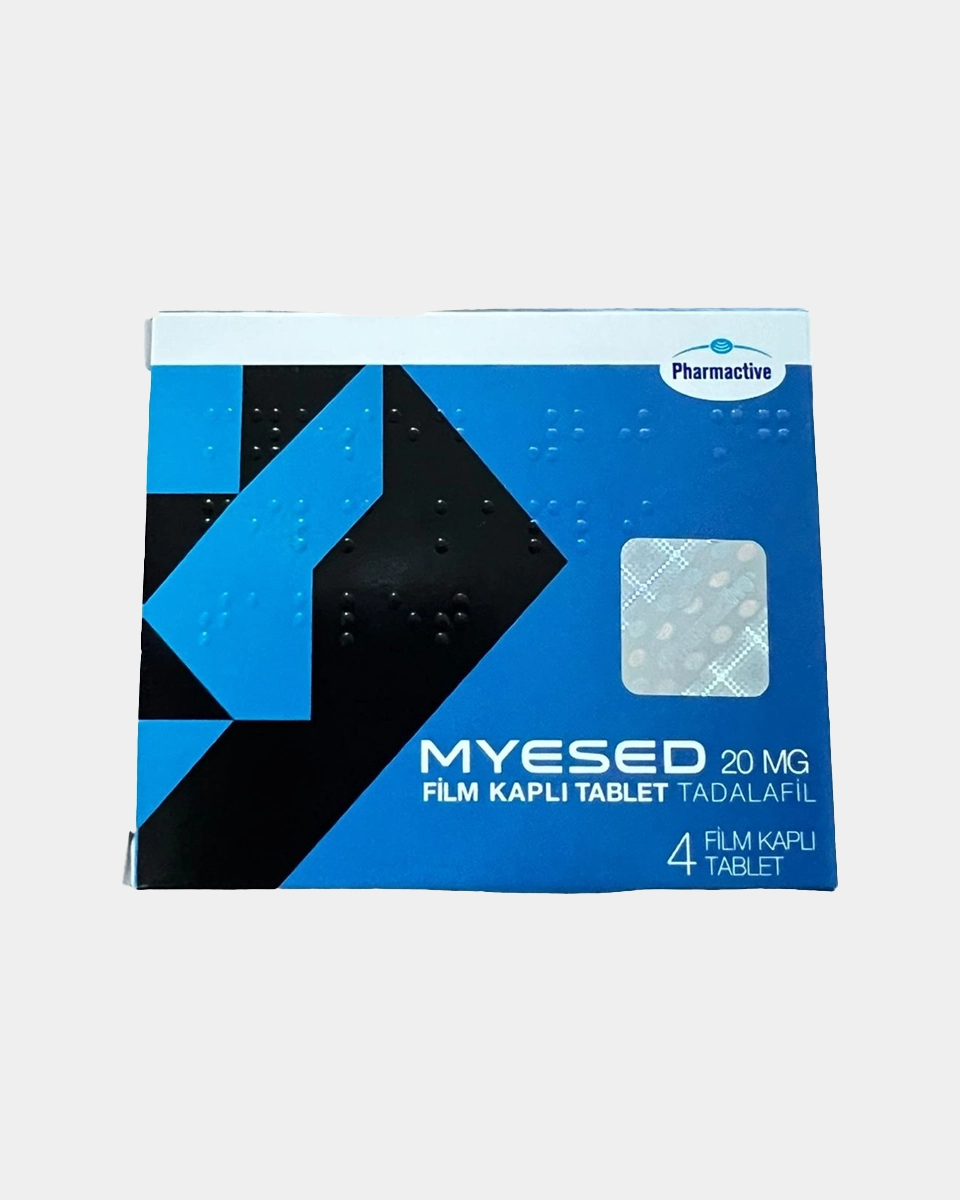 Myesed 20 mg 4 tablet blister paket ve karton kutu ürün görseli