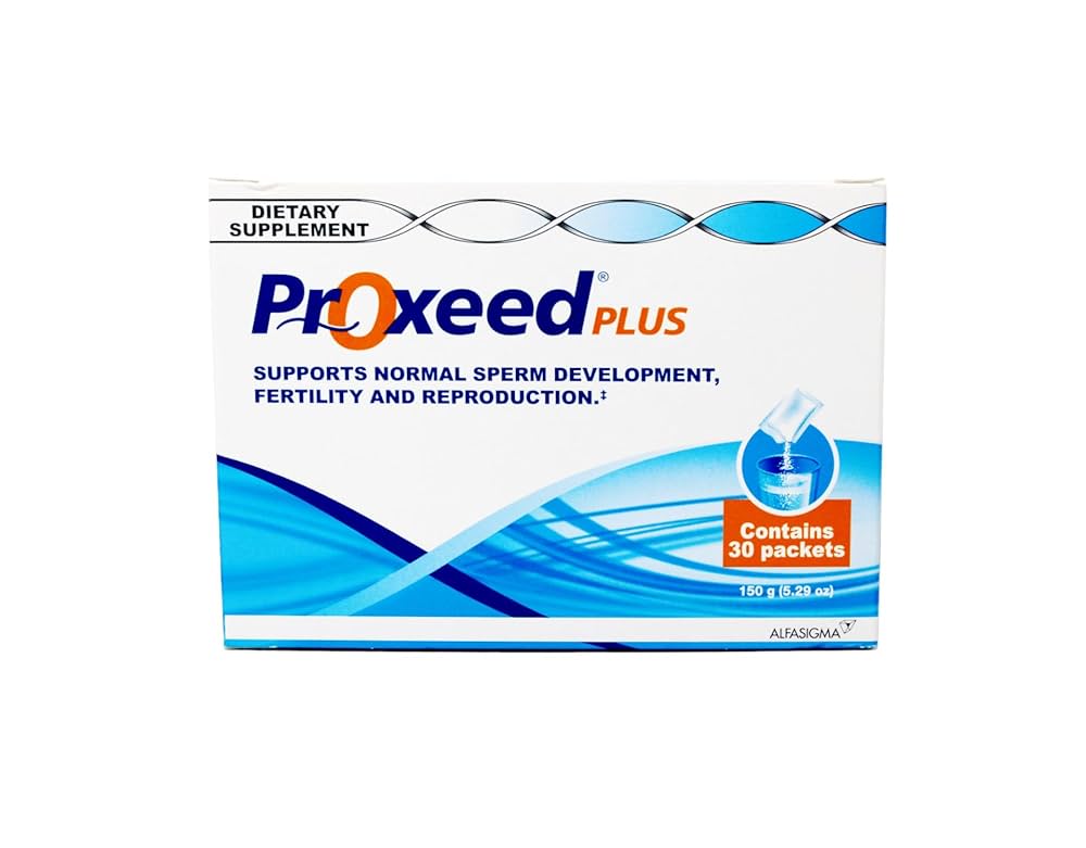 Proxeed Plus 30 saşelik kutu, erkek üreme sağlığına yönelik gıda takviyesi ambalajı