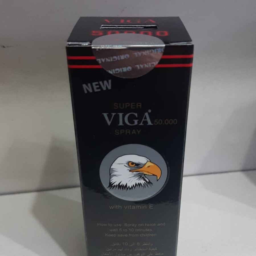 Super Viga 50.000 Geciktirici Sprey şişesi ve ürün kutusu