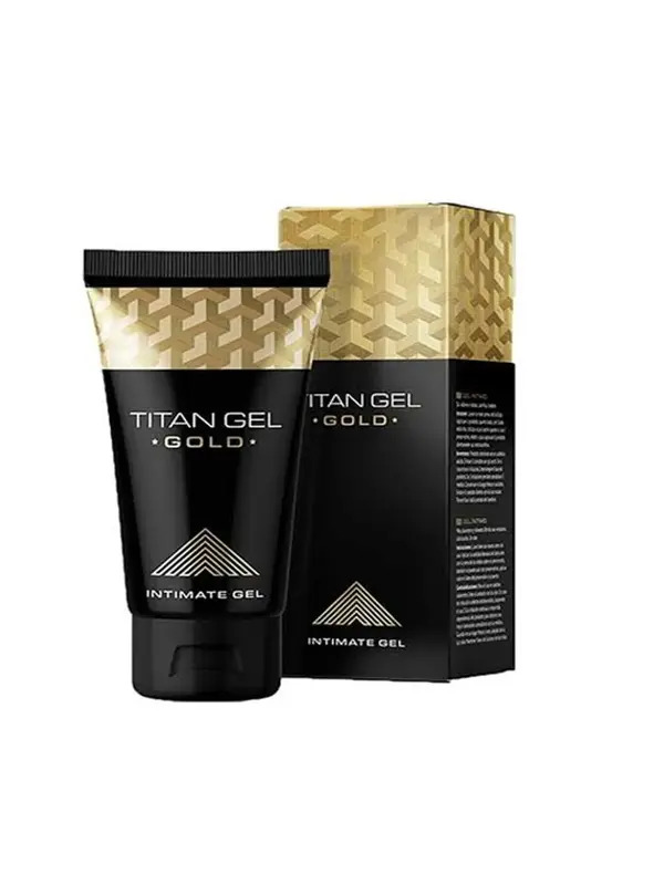 Mat siyah tüp ve kutusuyla Titan Jel Gold masaj kremi ürün görseli