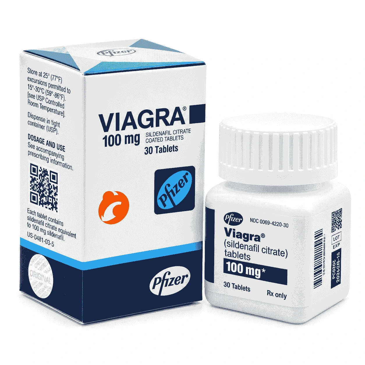 Viagra 100 mg 30 tabletlik ilaç kutusunun ön yüzden görünümü
