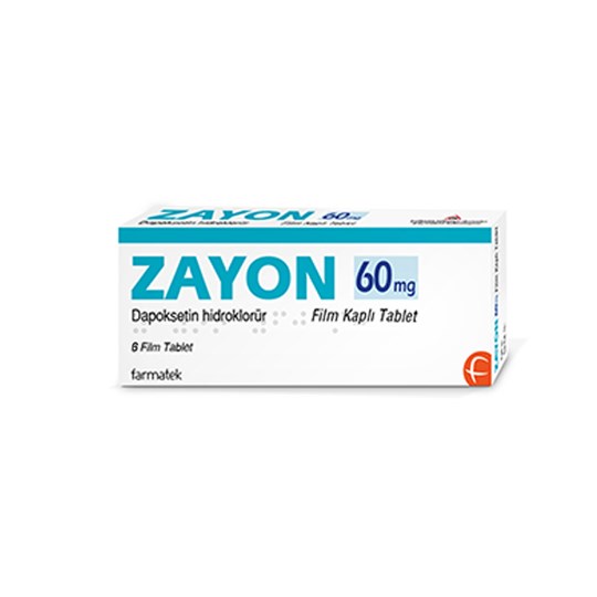 Zayon 60 mg 6 tablet içeren ilaç kutusunun ön yüzünün görünümü